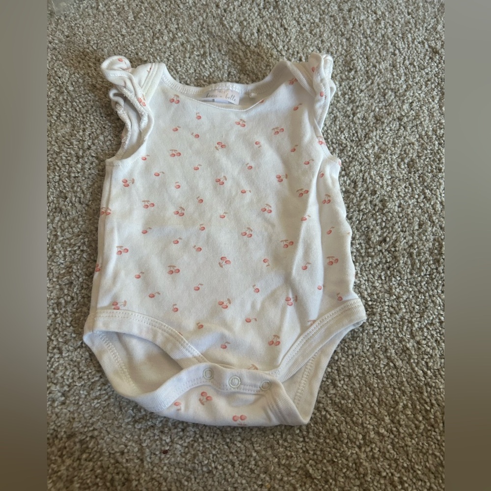 Tres Beau et Belle 3-6 Month Cherry Onesie
